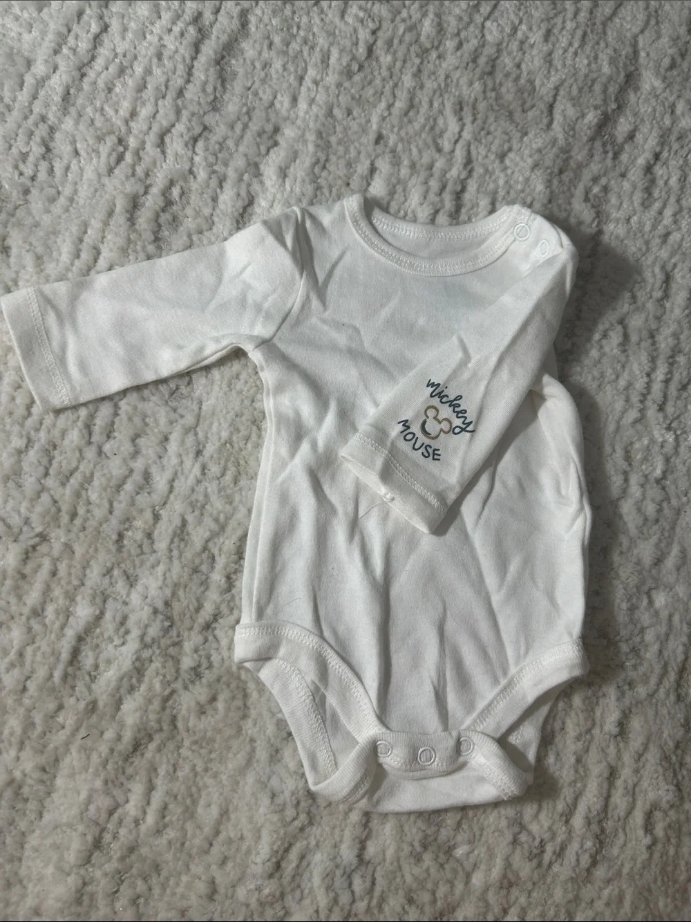Disney White Long-Sleeve Baby One-Piece Bodysuit